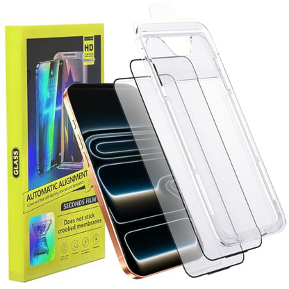 9H+ Tempered Glass for iPhone 17 Screen Protector with Auto Dust Removal Installation Frame Military Grade Protection (Scratch, Shatter, Drop Resistance) Full Edge Coverage 6.3" 2025, 2 Pack - size: iPhone 17