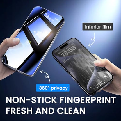 360° Privacy Screen Protector for iPhone 17 Pro Max, 2 Pack Anti-Spy 9H