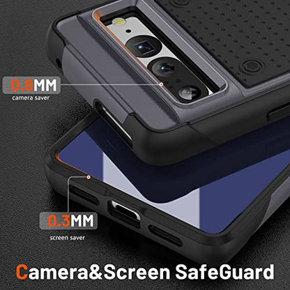 Jeylly Compatible with Google Pixel 7 Pro Case, Shockproof Full Body Protection Hybrid Hard PC+Soft TPU Rubber Slim Fit Durable Cover Case for Google Pixel 7 Pro 6.7 inch, Gray - color: A Gray+Black, size: Google Pixel 7 Pro