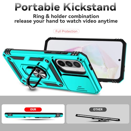 for Samsung Galaxy A36 5G Case with Slide Camera Cover HD Screen Protector [Military Grade 16ft. Drop Tested] Magnetic Ring Holder Kickstand Protective Phone Case for Galaxy A36 5G 2025, Mint - color: Mint w/ Slide Camera 2nd gen. Military Grade