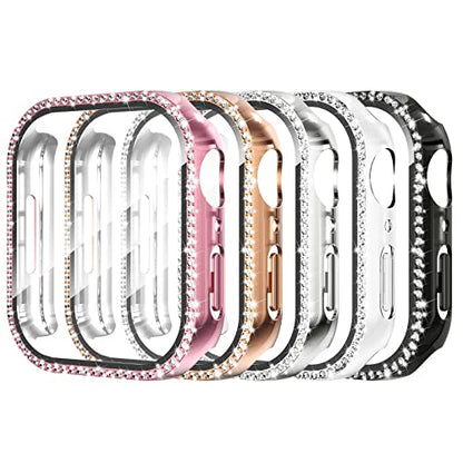 Simpeak 5 Pack Bling Screen Protector Case Compatible with Apple Watch 38mm 42mm 40mm 44mm 41mm 45mm Series 10 42mm 46mm, Protector Case Replacement for iWatch Series 10 9 8 7 6 5 4 3 2 1 Ultra 1 2 (45mm) - size: 45mm