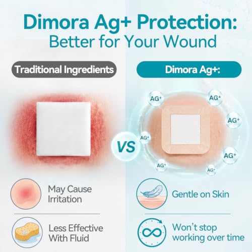 Dimora Silicone Foam Dressing 4"x4" Silver Ag Sterile with Adhesive Border - size: 4" x 4" Ag(5 PCS)