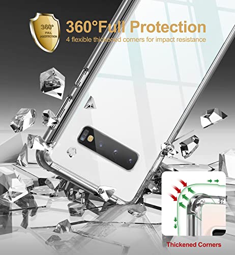 SURITCH Clear Case for Samsung Galaxy S10 Plus (Only) 6.4-inch, [Built-in Screen Protector] Full Body Protection Shockproof Bumper Rugged Phone Cover for S10 Plus -(Black) - color: Black Frame