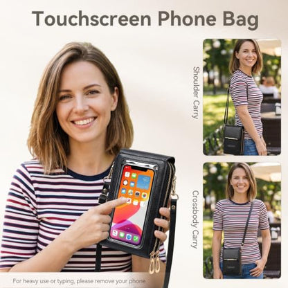 Women's Touch Screen Mobile Phone Messenger Bag, 2026 Anti Touchscreen Crossbody Phone Purse for Women,Anti-Theft Leather Bag - color: Pink