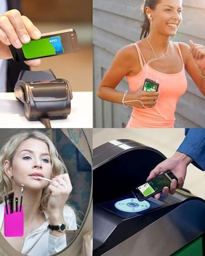 5Pc Silicone Card Holder for Phone Case, Stick On Wallet for iPhone - color: 5PC- Blue Color Scheme