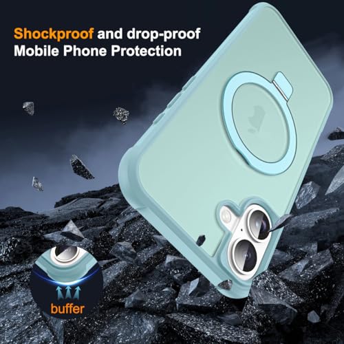 SKYLMW Compatible with iPhone 16 Case with Stand,Blue | iPhone 16 Phone Case 6.1",Magnetic Ring Stand,Compatible with MagSafe,Military-Grade Protection,Great Grip Feeling - color: Blue, size: Iphone 16