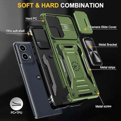 for Moto Edge 2024 Case, Hybrid Soft TPU Hard PC Rugged Cover, Olive Green - color: ZS Olive Green, size: Moto Edge 5G (2024)