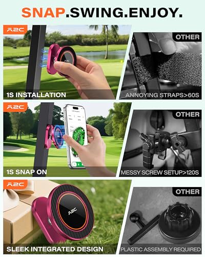 A2C Burgundy Alloy Magnetic Golf Cart Phone Holder, Women Golf Accessories - color: Burgundy