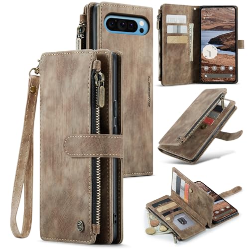 Google Pixel 10 Pro XL 5G Wallet Case with Card Holder,Brown - color: Brown, size: Pixel 10 Pro XL 6.8 Inch