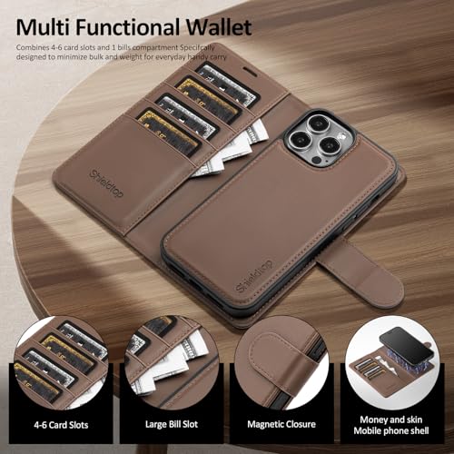 Shieldtop Compatible with MagSafe iPhone 13 Pro Wallet Case,Coffee - color: Coffee, size: iPhone 13 Pro - 6.1"