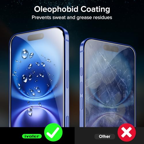 ivoler Screen Protector for iPhone 16/15 6.1" Tempered Glass 2-Pack - size: iPhone 16 6.1"