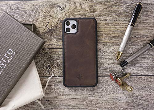 Venito Lucca Leather Case Compatible with iPhone 11 Pro Max (6,5inch) – Extra Secure with Padded Back Cover -Coffee Brown - color: Coffee Brown, size: iPhone 11 Pro Max