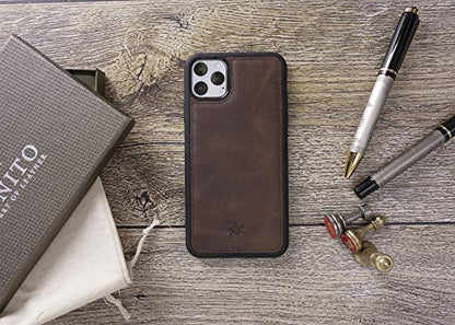 Venito Lucca Leather Case Compatible with iPhone 11 Pro Max (6,5inch) – Extra Secure with Padded Back Cover -Coffee Brown - color: Coffee Brown, size: iPhone 11 Pro Max