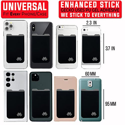 Phone Wallet - Adhesive Card Holder - Cell Phone Pouch - Stick on Lycra Pocket by Gecko - Carry Credit Cards and Cash - color: LOTUS