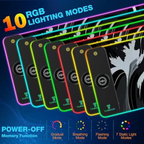 TARKARI 15W Magnetic Wireless Charging RGB Mouse Pad, 800x300mm Ink Splash - color: Black Grey