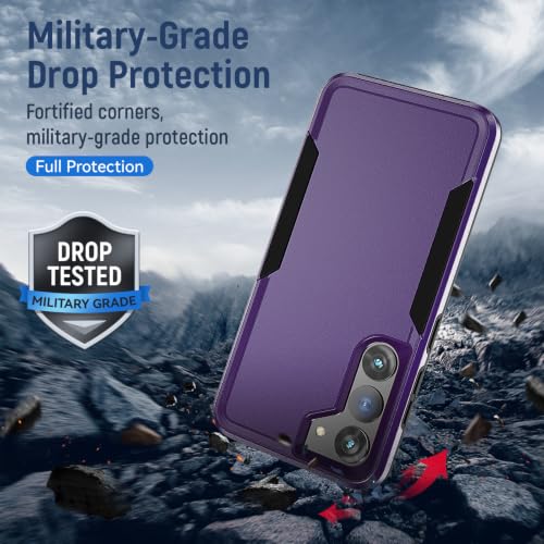 for Samsung Galaxy S23 Case with HD Screen Protector, Dual Layer Military Grade Drop Tested, Heavy Duty Rugged Shockproof Non-Slip Outdoor Protective Cover, Purple - color: Purple