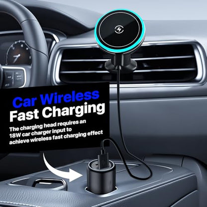 for MagSafe Car Wireless Charger Mount for iPhone 17/16/15/14/13/12 Series, Auto- Magnetic Tight Phone Holder with Fast Charging, Secure Air Vent, 360° Adjustable, Overheating Protection,(A10K)