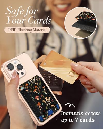 Shorogyt Compatible with Magsafe Wallet with Flap Cover, Mushroom Flower - color: Mushroom Flower