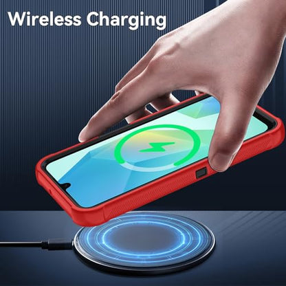 for Samsung Galaxy A16 5G Case : 3-Layer Shockproof Phone Cover with HD Screen Protector,Hybrid Protective Military-Grade Drop Protection for Galaxy A16 5G Phone Case (Bright Red/Black) - color: Bright Red/Black
