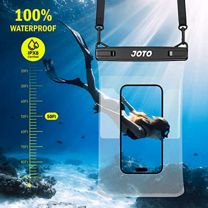 JOTO 2 Pack Large Waterproof Phone Pouch Bag, IPX8 Big Underwater Dry Bag with Lanyard for iPhone 17 Air 16 15 14 Plus Pro Max, Galaxy S24 S23 Ultra, Airpods Cash Credit Card Essentials -Black - color: Black