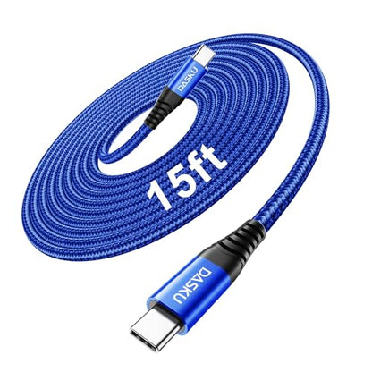 USB C to C Cable 100W [1Pack 15FT], Extra Long USB C Cable Fast Charging - color: Blue, size: 15FT 1Pack, style: 100W USB C to USB C