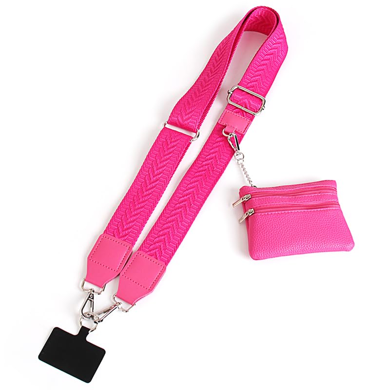 Clip and Go Strap for Phone with Wallet Crossbody - color: Rose-red