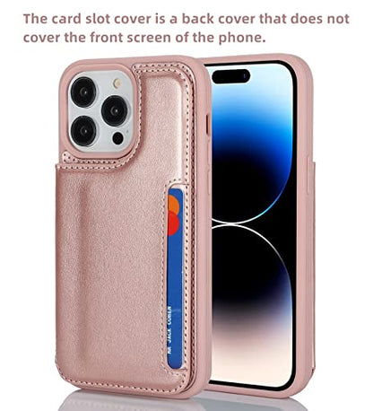 iCoverCase Compatible with iPhone 14 Pro Case with Card Holder, Wallet Case for Women Men RFID Blocking PU Leather Protective Phone Case 6.1 Inch (Rose Gold) - color: Rose Gold
