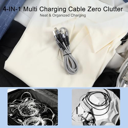 SIQIWO 4 in 1 Multi Charger Cable, 2 Pack/ 4FT/ 3A Fast Charging Cord