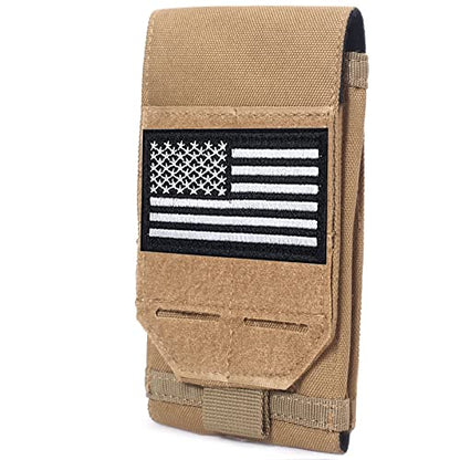 Tactical Phone Pouch, Small Molle Admin Pouches, Heavy Duty Waterproof Smartphone Case Holder for Vest Belt Waist (Coyote Tan) - color: COYOTE TAN