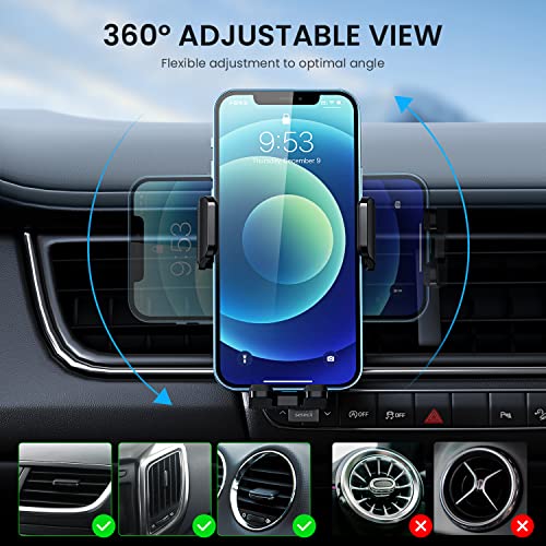 Qifutan Phone Mount for Car Vent [Upgraded Metal Clip] Cell Phone Holder Car Hands Free Cradle in Vehicle Car Phone Holder Mount for Smartphone, iPhone, Cell Phone Automobile Cradles Universal