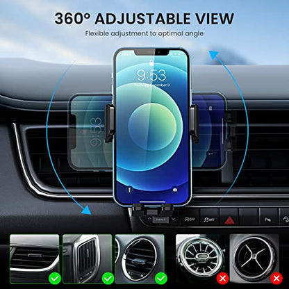 Qifutan Phone Mount for Car Vent [Upgraded Metal Clip] Cell Phone Holder Car Hands Free Cradle in Vehicle Car Phone Holder Mount for Smartphone, iPhone, Cell Phone Automobile Cradles Universal