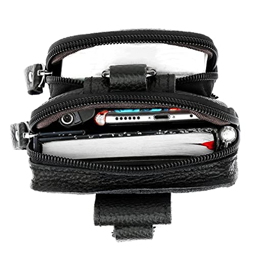 Leather Waist Pack Phone Belt Bag for Men Loop Holster Wallet Cellphone Case Pouch Pack Clip Money Purse - color: #03black