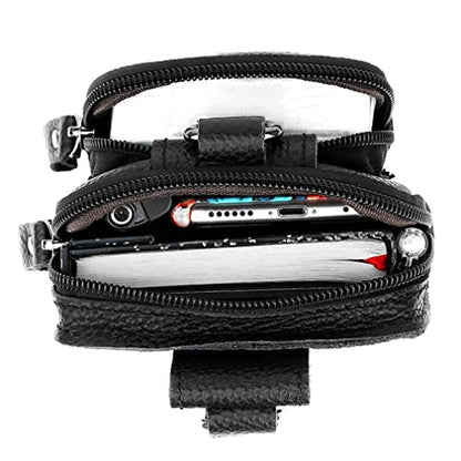 Leather Waist Pack Phone Belt Bag for Men Loop Holster Wallet Cellphone Case Pouch Pack Clip Money Purse - color: #03black
