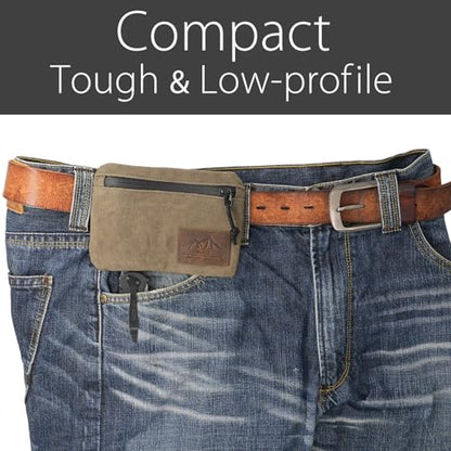 diodrio Belt Zipper Pouches for Men Women Compact EDC Pouch, YKK Zipper, Anti-theft Pickpocket Proof Safety Wallets, Waist Pack for Traveling Hiking, Water Resistant, Tough Waxed Canvas, Olive - color: Olive Small