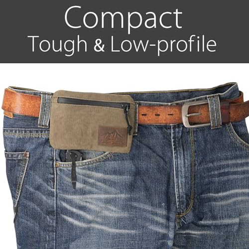 diodrio Belt Zipper Pouches for Men Women Compact EDC Pouch, YKK Zipper, Anti-theft Pickpocket Proof Safety Wallets, Waist Pack for Traveling Hiking, Water Resistant, Tough Waxed Canvas, Olive - color: Olive Small