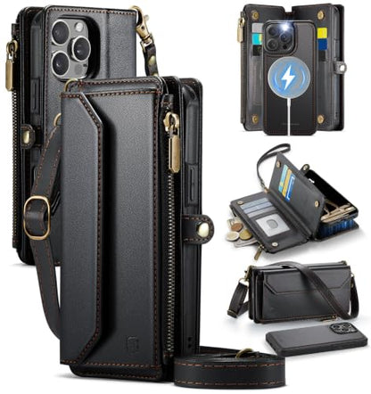 Strapurs for iPhone 15 Pro Max Magnetic Detachable Wallet Case, Black - color: (Detachable with Magsafe)-Black, size: iPhone 15 Pro Max - 6.7"