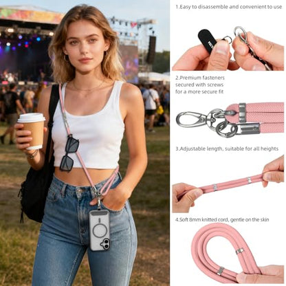 Phone Lanyard, 3 Ways to Wear: Crossbody, Neck and Wrist Strap - color: Pink
