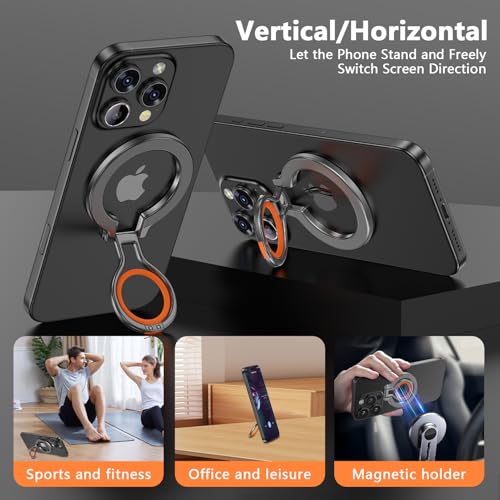 Magnetic Phone Grip Holder for MagSafe, Adjustable Finger Ring Loop Grip - color: Silver Orange