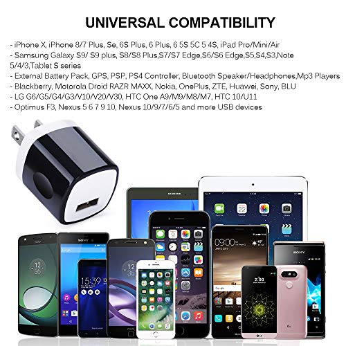 Wall Adapter, USB Wall Charger 6 Pack, UorMe 1A 5V Single Port USB Plug Power Adapter Compatible iPhone 14 Plus 13 12 11 Xs XR X 8, Samsung Galaxy S22 Ultra S22+ S22 A21 S10e S9 Note 20,Google Pixel 6 - color: 6-black