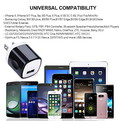 Wall Adapter, USB Wall Charger 6 Pack, UorMe 1A 5V Single Port USB Plug Power Adapter Compatible iPhone 14 Plus 13 12 11 Xs XR X 8, Samsung Galaxy S22 Ultra S22+ S22 A21 S10e S9 Note 20,Google Pixel 6 - color: 6-black