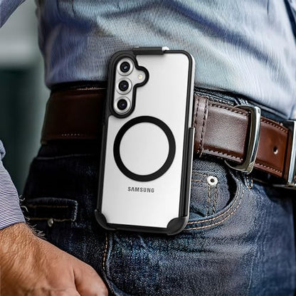Encased SlimShield for Samsung Galaxy S25 Case with Belt Clip (Compatible with MagSafe Qi2) Slim Magnetic Holster Case (Clear) - color: Clear, size: S25
