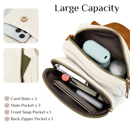 Fashion Small Crossbody Bags for Women Trendy Designer Cell Phone Purses | Adjustable Straps,with Card Holder,Detachable Wristlet Strap,small Cross Body Bag for Woman,Mini Bags,Travel Purse,Work,Gym - color: Whitebrown
