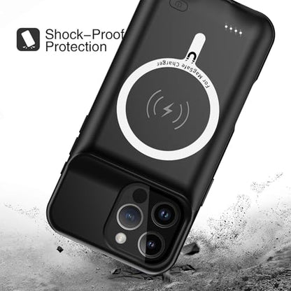 Battery Case for iPhone 16 Pro Max, Upgraded 12000mAh Battery Pack Rechargeable Charger Case with Wireless Charging Compatible for iPhone 16 Pro Max (6.9 inch) External Battery Charging Cover (Black) - size: iPhone 16 Pro Max-Black