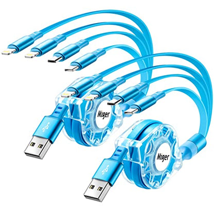 Multi Charging Cable 4A,Retractable Charger Cable 4 in1 Multi Charging Cord