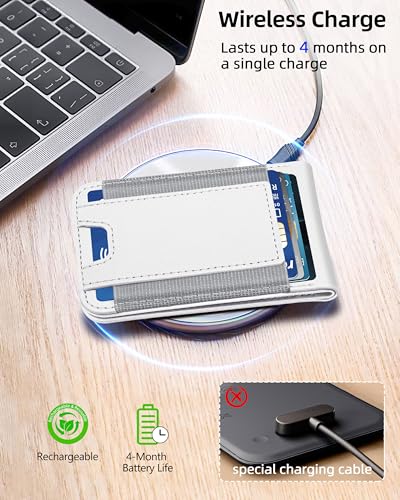 for Magsafe Wallet Works with Apple Find My, Leather Magnetic Phone Wallet - color: Ivory White