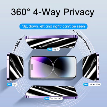 2 Pack 360 Degree Privacy Screen Protector for iPhone 13/13 Pro/iPhone 14, [Auto-Alignment, Auto-Dust Removal] Easy Installation Full Coverage 4-Way Anti-Spy Tempered Glass Film - size: For iPhone 13/13 Pro/14-6.1 Inches