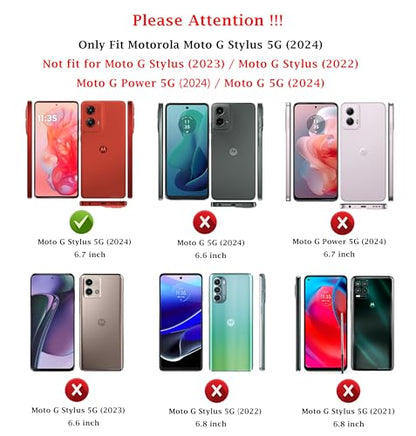 for Moto G Stylus 5G 2024 Case: Dual Layer Protective Heavy Duty Cell Phone Cover Shockproof Rugged with HD Screen Protector - Military Protection Bumper Tough - Motorola Moto G Stylus 5G 2024, Purple - color: Purple (PC) + Black (TPU)