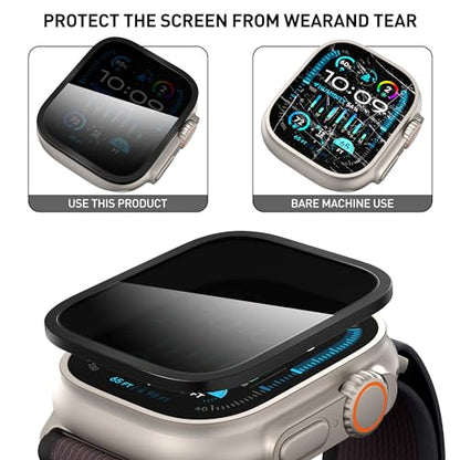 Suoman 2-Pack for Apple Watch Ultra 3/2/1 49mm Privacy Screen Protector, [Anti-peeping] Tempered Glass Ultra-Thin Full Coverage protective film -Black+Black - color: Privacy-Black+Black