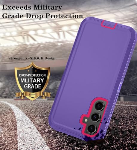 Qinmay Phone Case for Samsung Galaxy A37 5G Case with HD Screen Protector, Heavy Duty Shockproof & Dropproof 3-Layer Cover Phone Case for Galaxy A37,PurpleRoseRed - color: PurpleRoseRed