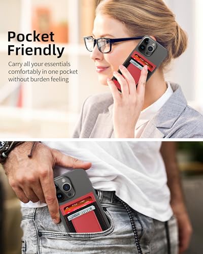 For Magsafe Wallet Stand, 10 Cards Holder, Strongest Magnetic Wallet | Leather Magnetic Phone Wallet for iPhone 17/16/15/14/13/12 Series, ID Window, RFID Blocking, Red - color: Red